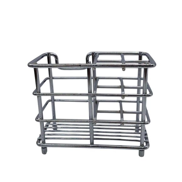 Metal Toothpaste & Toothbrush Holder For Bathroom Sliver Tone - Picture 3 of 9